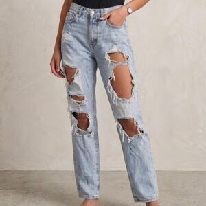 Pacsun ripped light color distressed size 27 jeans mom jean